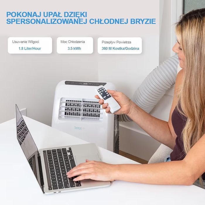 SereneLife klimatyzator przenośny 3w1 7K BTU cichy z osuszaczemOpis:
P