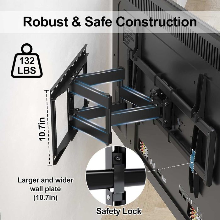 Suporte de Parede TV Bontec Full-Motion - Articulado - VESA 600x400 (Até 60kg)