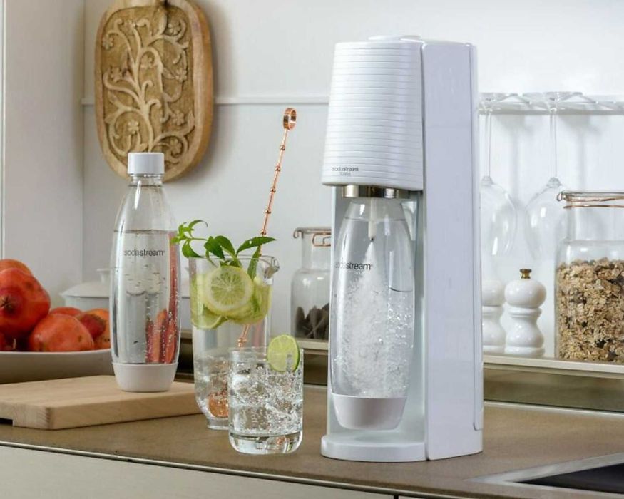 SodaStream Terra Biały + 2x 1L Butelka + 0.5L + Nabój CO2 EKO Zestaw