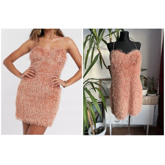 sukienka mini frędzle pióra zdobiona 46 3 xl 44 xxl