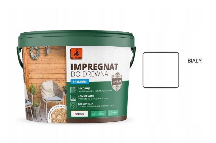 DRAGON Impregnat akrylowy do drewna 1l biały