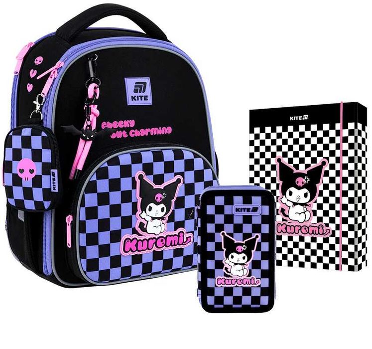 Рюкзак шкільний каркасний Kite Education Kuromi + пенал+папка