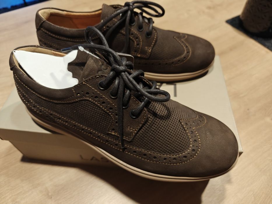 Buty męskie Lasocki półbuty trzewiki skórzane skóra naturalna brązowe