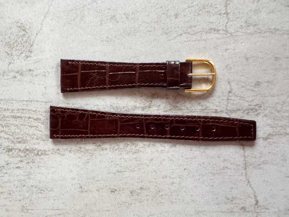 Vintage pasek do zegarka NOS 20mm – skóra tłoczona bordowy
