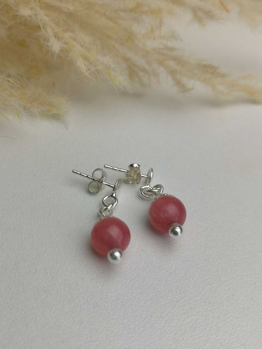 kolczyki z kamieniem rodochrozytem