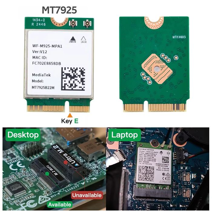 Wi-Fi модуль MediaTek MT7925 M.2 Wi-Fi 7 Bluetooth 5.4