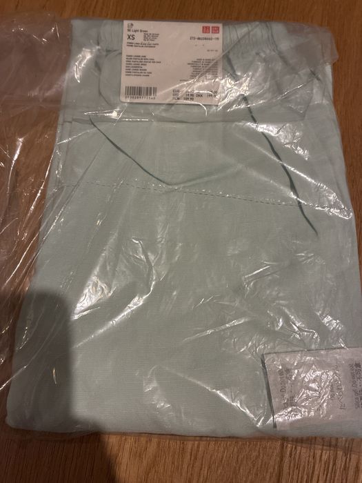 Spodnie letnie Uniqlo rozmiar XS, 30% lnu, miętowe/jasnozielone