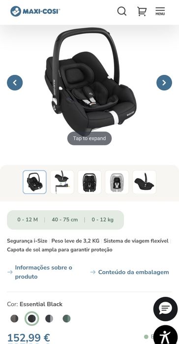 Ovinho bebe-confort / maxicosi com adaptadores e capa chuva