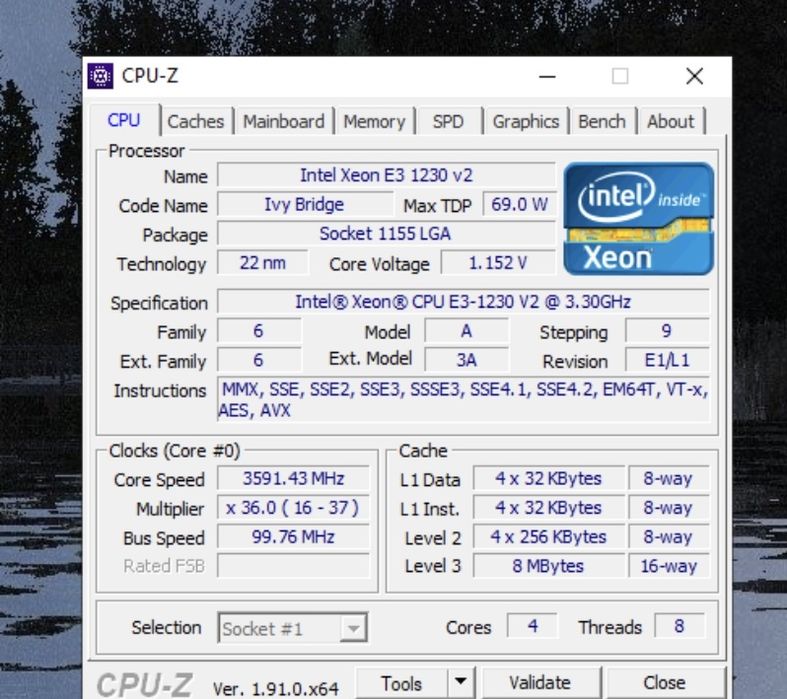 Процессор Intel 1230v2  3.30 ghz