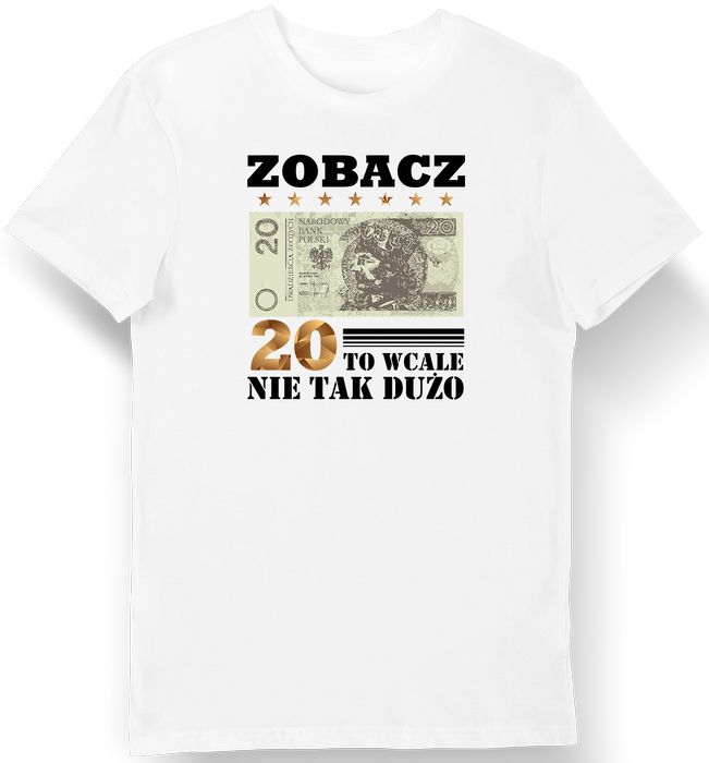 Koszulka męska na 20 urodziny 20 to nie tak dużo biała 3XL