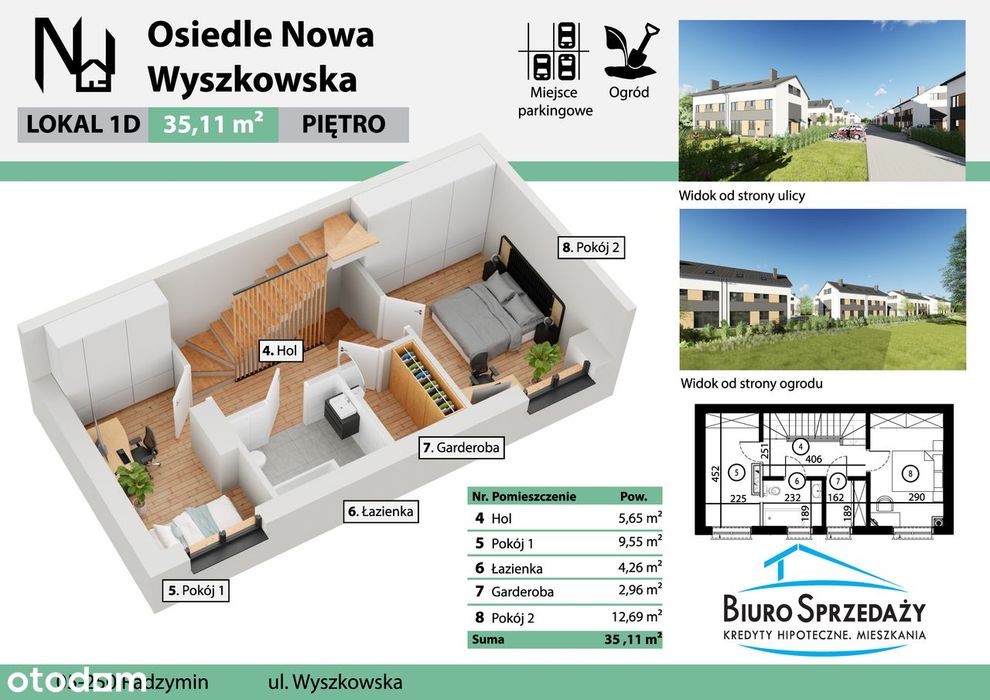 Skrajny Segment+1Mp+Ogródek 55M2-Super Lokalizacja