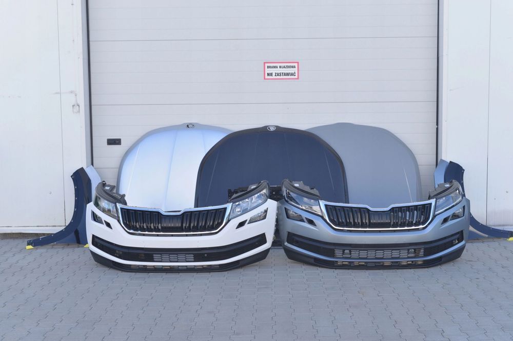Maska Zderzak Przedni Przód Grill Błotnik Lewy Prawy Lampa Lewa H7 Xenon Led Pas Przedni Belka Chłodnica Skoda Kodiaq 2016-2025 Używane Oryginalne OE