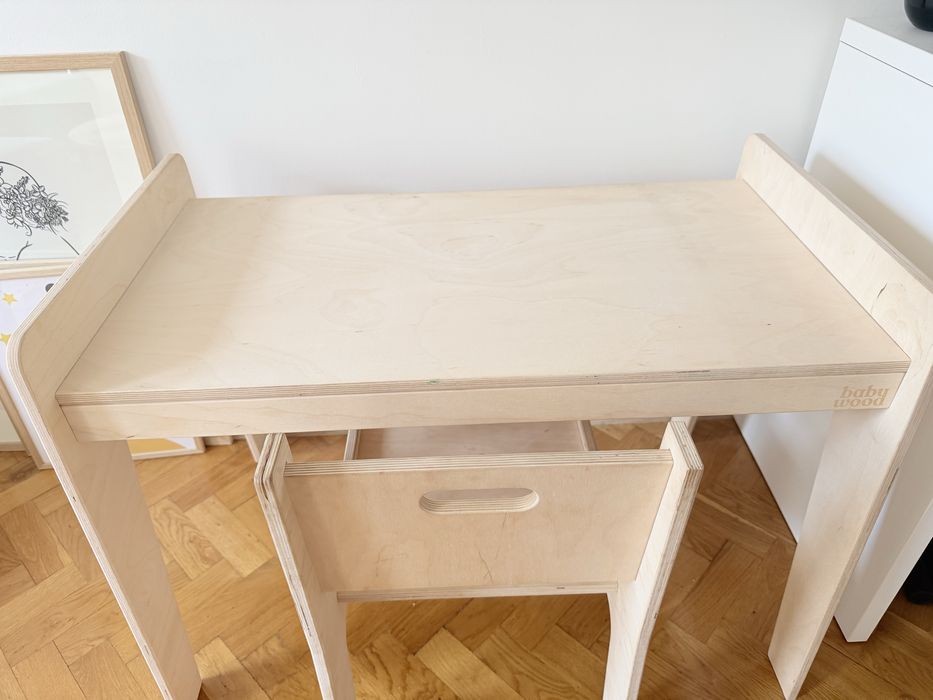 Biurko z krzesełkiem Babywood ze sklejki brzozowej