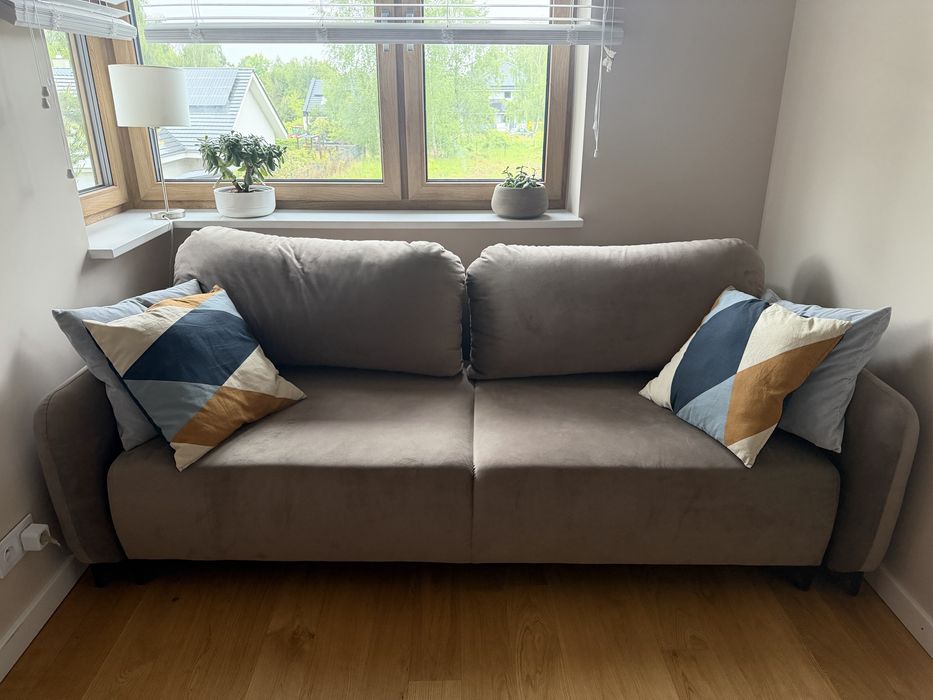SOFA rozkladana BEŻ WELUR