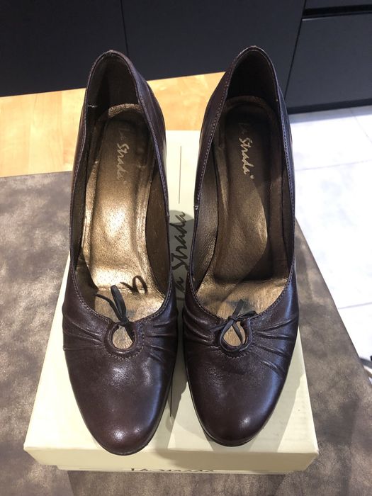 Buty czółenka La Strada ciemny brąz