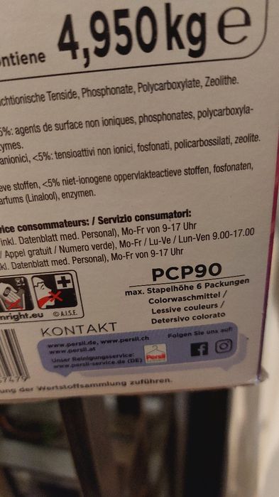 Proszek Persil- niemiecki, 4,95kg- 90 prań- do koloru