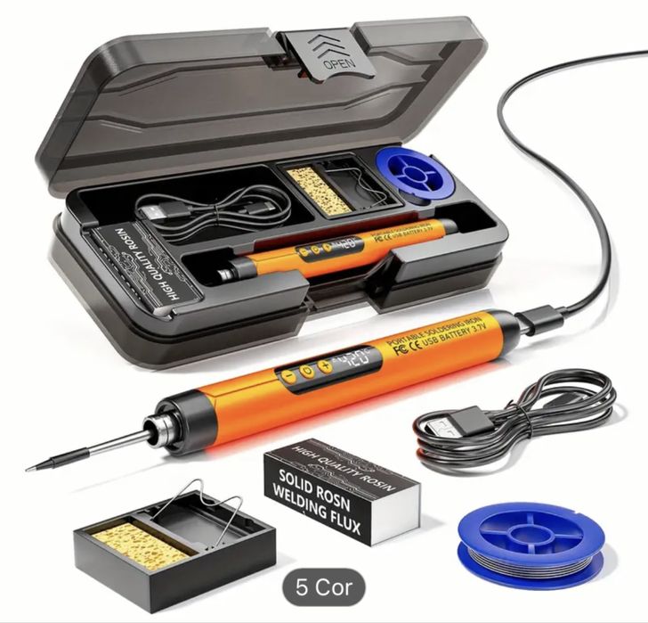 Ferro de soldar digital portátil USB com temperatura ajustavel