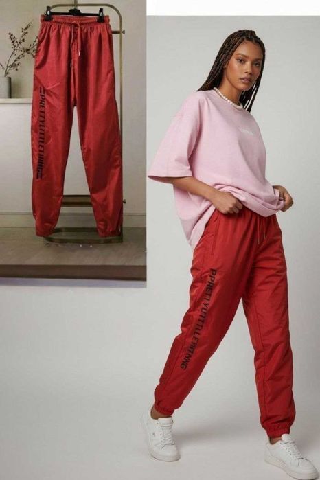 Легкие нейлоновые джоггеры PrettyLittleThing летние спортивные штаны