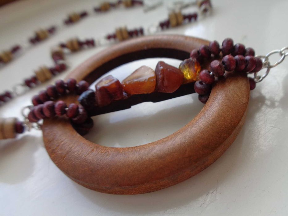 подар намисто 60см підвіс 16см нат бурштин дерево ручн роб