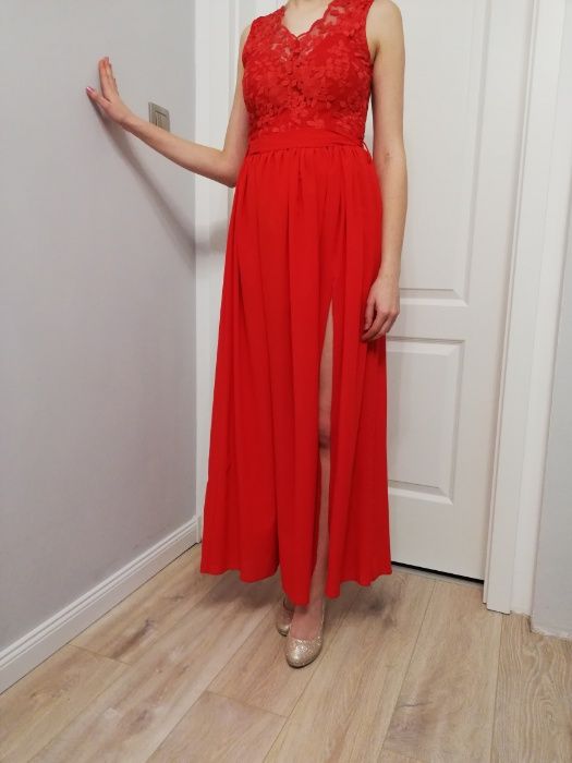 Długa czerwona suknia - wesele/studniówka