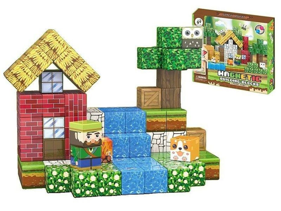 Klocki magnetyczne z obrazkami 108el pudełko,290x260 mm