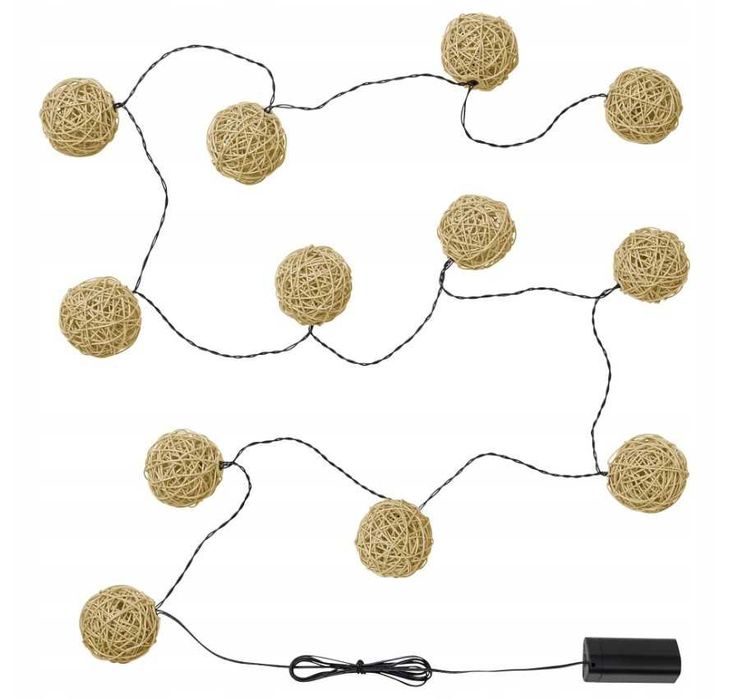 Lampki SOLVINDEN Ikea złote girlanda nowe 12 kul led łańcuch do ogrodu