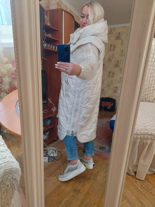 Sassofono EZE  модный длинный жилет, капюшон кобра. Баталы 52-58