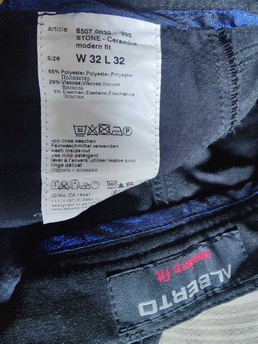 Джинсы (chino Alberto Ceramica Germany w32 stretch dark grey.
