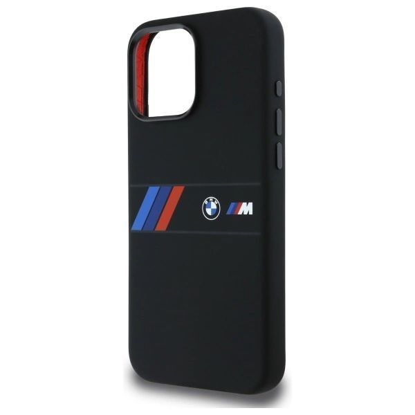 Etui BMW Silicone Middle Stripe MagSafe na iPhone 16 Pro Max - czarne