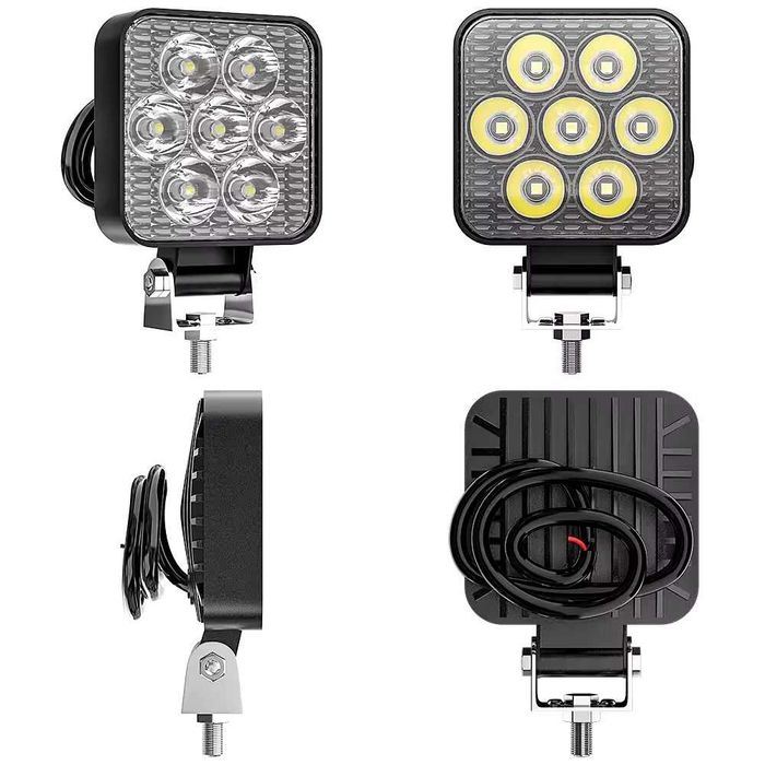 Par mini farois auxiliares LED 2,5" redondos quadrados