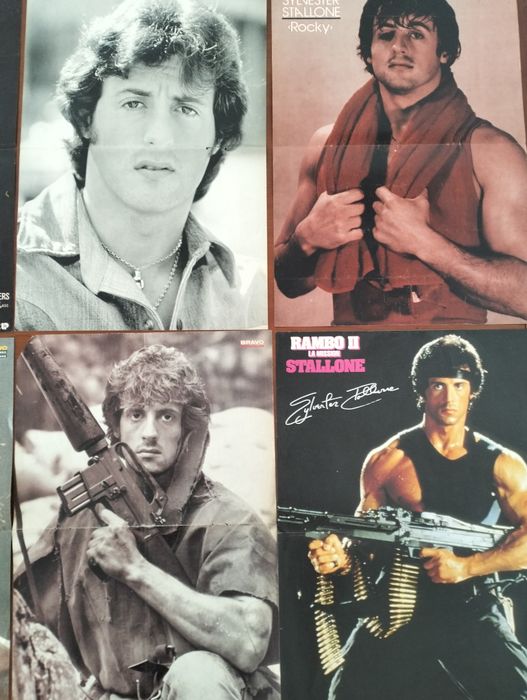 Lote de 7 antigos pôsteres Sylvester Stallone