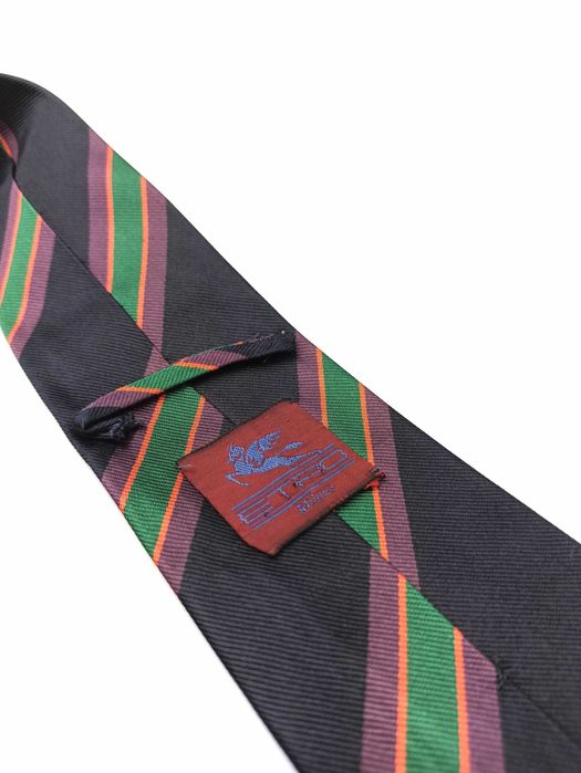 Etro Granatowy jedwabny krawat w paski regimental sap94