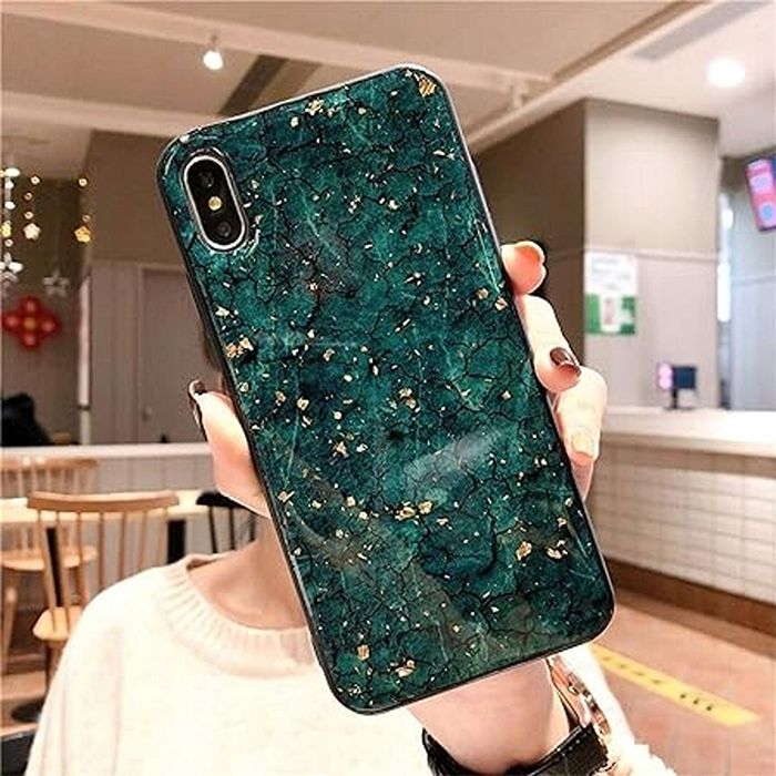 Etui z do iPhone 12 i 12 Pro Silikon TPU Zielony Marmur