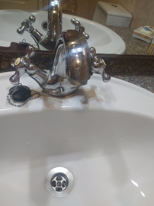 Espelho e móvel de casa de banho em madeira macica Tola completo como