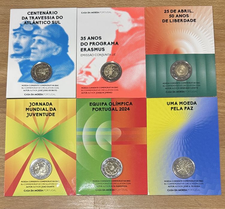 Vários Lotes moedas 2€ BNC Proof Raul brandão Erasmus Equipa Olimpica
