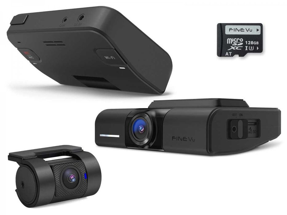 FineVu GX1100 z kartą pamięci 128 GB + zestaw LTE PRO (modem LTE i zasilacz modemu z ochroną akumulatora pojazdu)