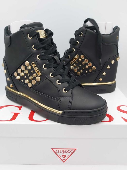 Nowe buty GUESS  czarne złote botki platforma rozmiar 37