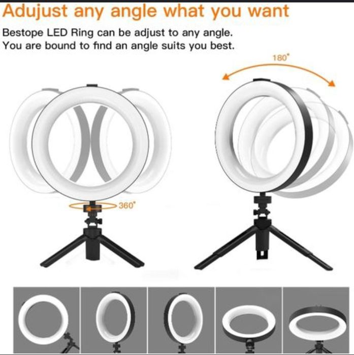 Anel de Luz 21cm com Espelho para Maquiagem vários níveis de brilho