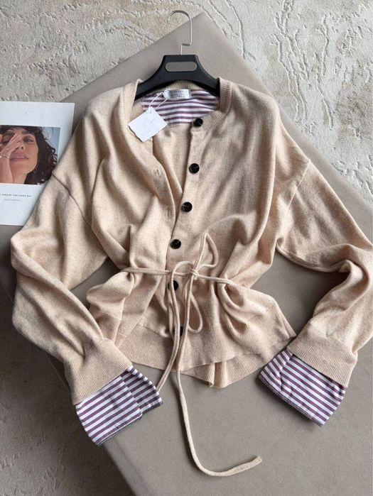 Кардиган жіночий в бежевому та коричневиму кольорах