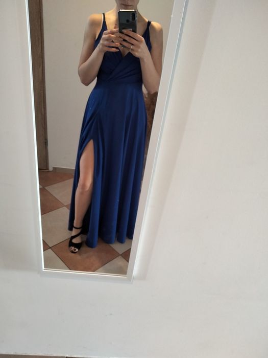 Sukienka Niebieska Brokatowa