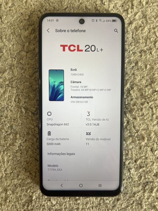 telemóvel TCL 20L + 256GB