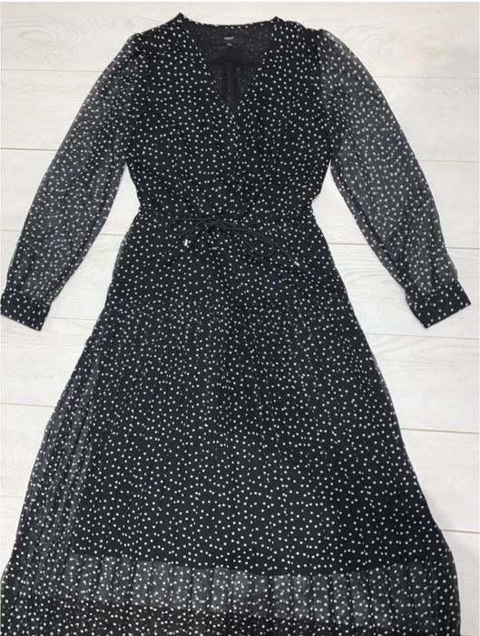 Довге плаття сукня в горошок під пояс шифонове next 10 s-m