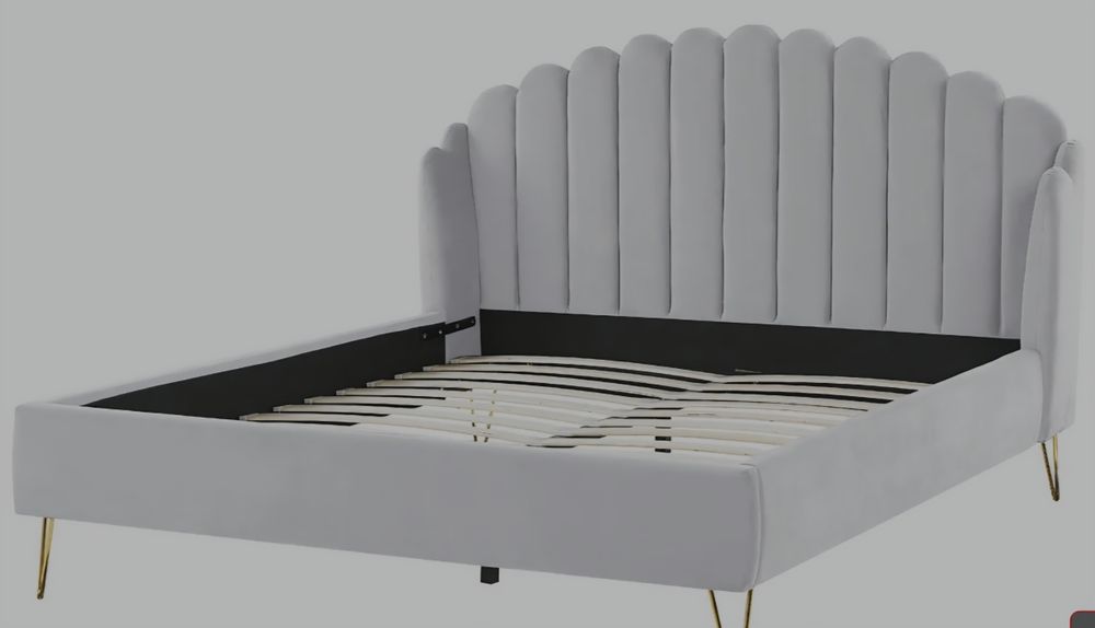 Cama em Veludo cor cinza 160x200