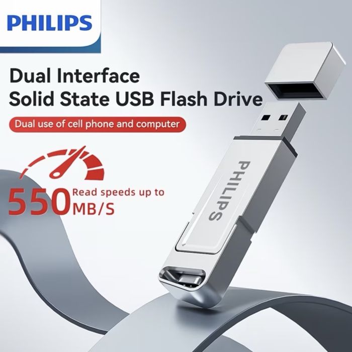 Pendrive Philips 512GB 3.2 SSD/HDD USB to dwufunkcyjny pendrive SSD z mechaniczną obudową