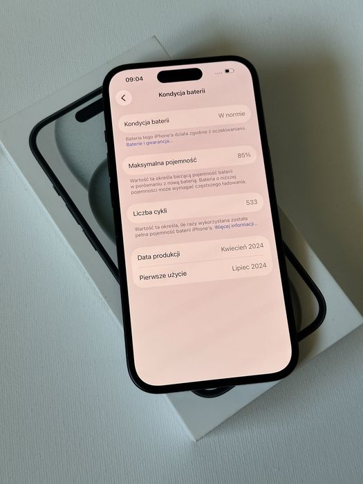 Iphone 15, 85%, stan bardzo dobry