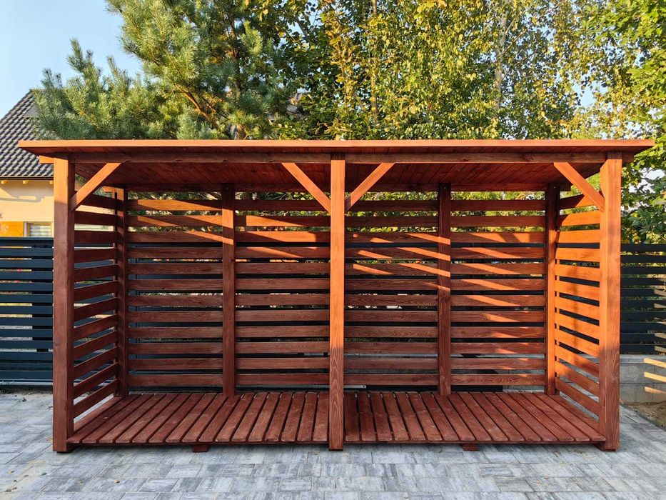 Drewutnia na drewno kominkowe 4 x1,1m, wiata na drewno opałowe