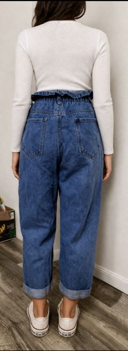 Stylowe Jeansy Paperbag damskie s