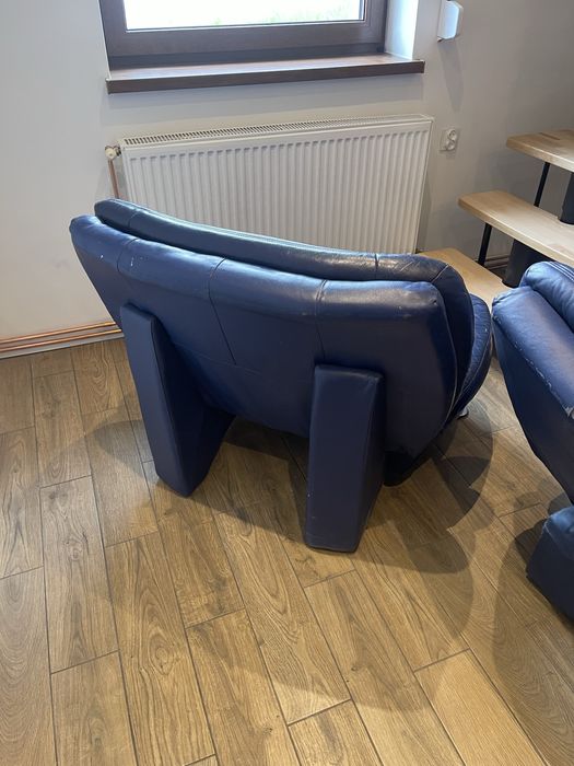 Wypoczynek sofa skórzana niebieska