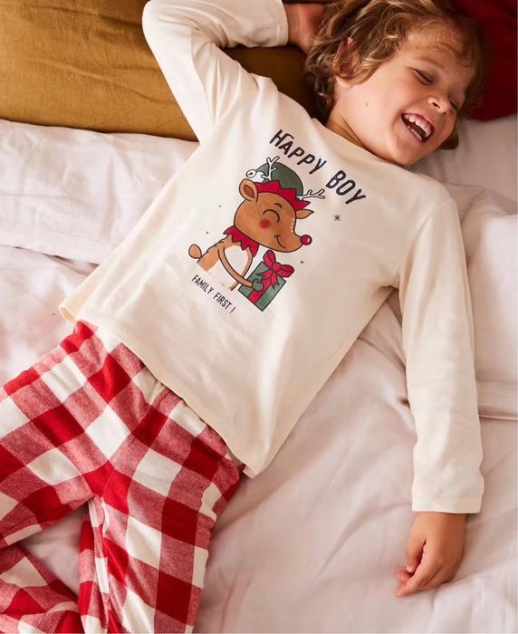 Дитяча новорічна піжама для хлопчика принт олень