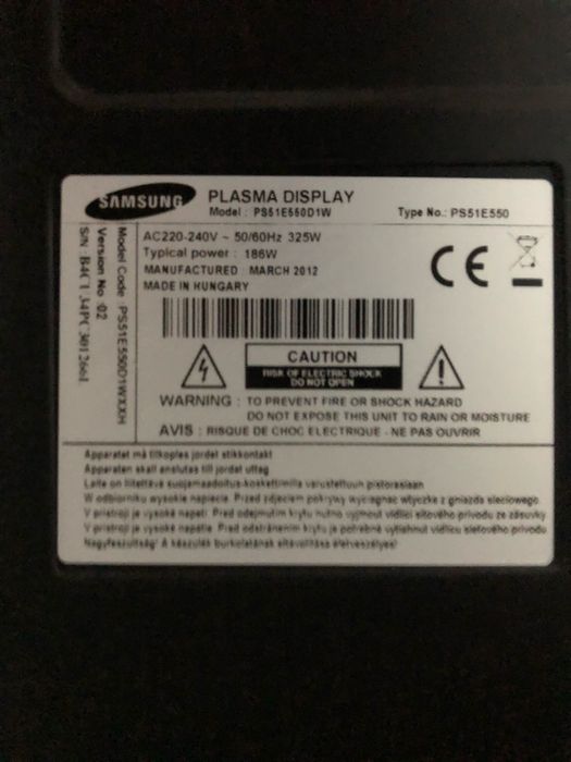 Tv Samsung 51 FULL HD 3D model ps51e550d1w